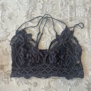 Lace Bralette with Delicate Straps - Black